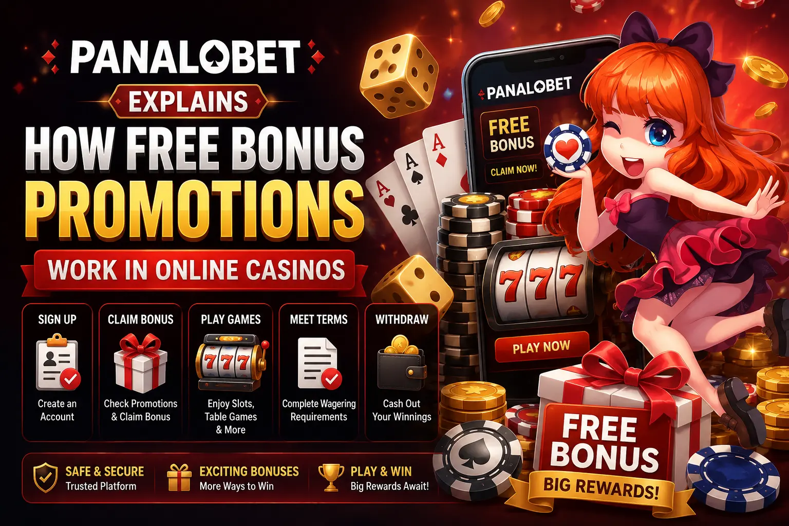 Panalobet Explains How Free Bonus Promotions Work in Online Casinos